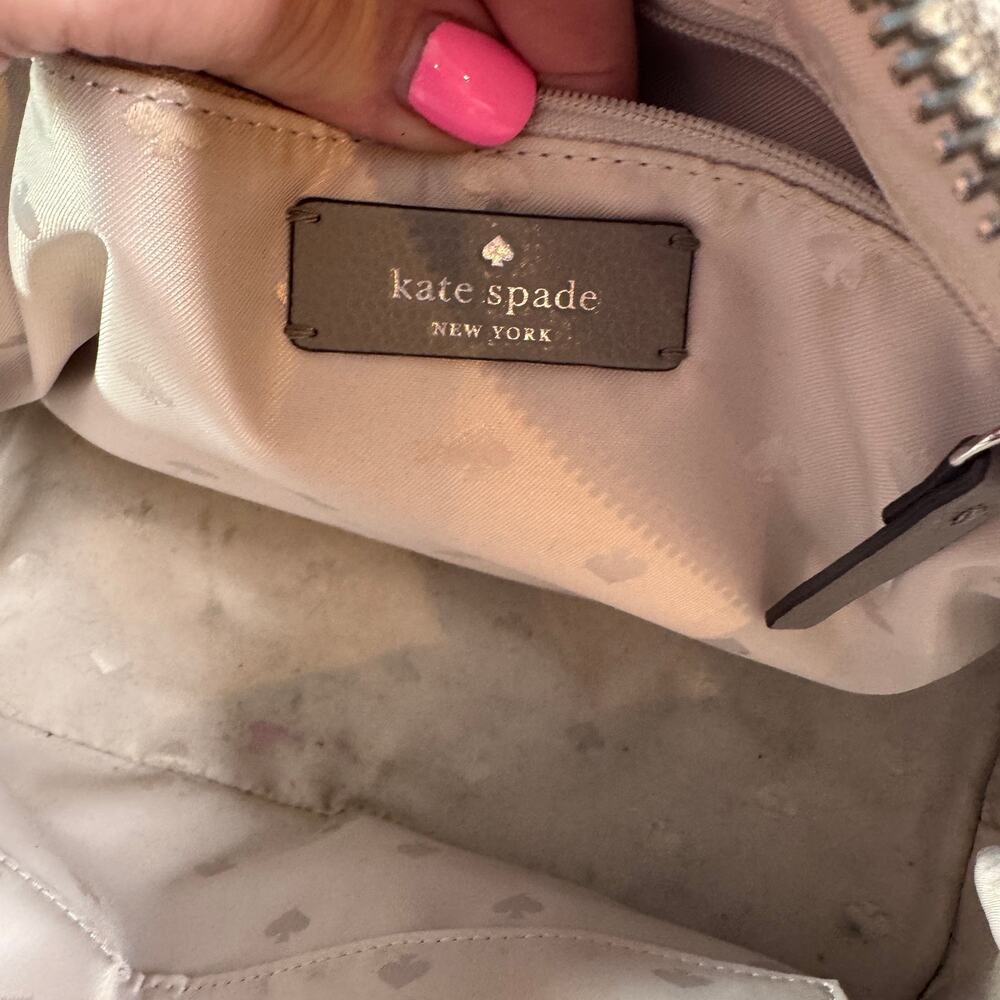 Kate Spade New York Gray Dome Satchel Crossbody Bag Pebbled Leather Purse - Picture 7 of 10